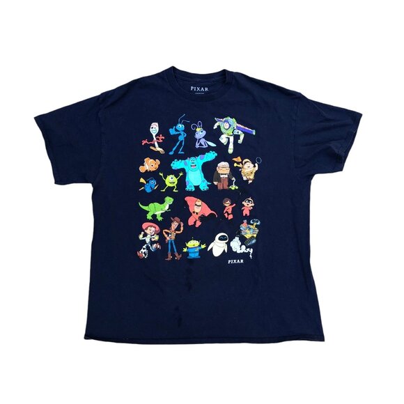 DISNEY Pixar Characters T Shirt XL Men's Blue Short Sleeve Top Crew Neck - Picture 1 of 6